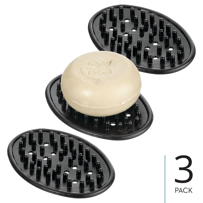 InterDesign iDesign Saver for Bar Holder for Bathroom Sink-Set of 3-Black Soap Dish - Image 2
